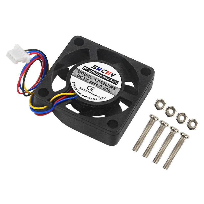 5V 3007 Fan PWM Speed Adjustable CPU Cooling Radiator JST Interface Optional LED with M2.5 Screws Nutsfor Raspberry Pi 5 4G 8G
