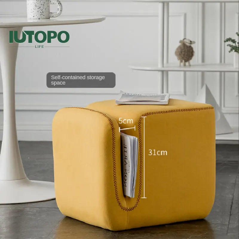 Household Living Room Hallway Pouf Nordic Sofa Stool Makeup Sitting Pier Fabric Shoe Changing Stool Book Storage Ottoman