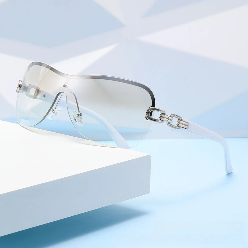 2025 New Fashionable Luxury Women's Sunglasses Retro Neutral Metal Frame Integrated Simple and Elegant UV400 Sunscreen Glasses