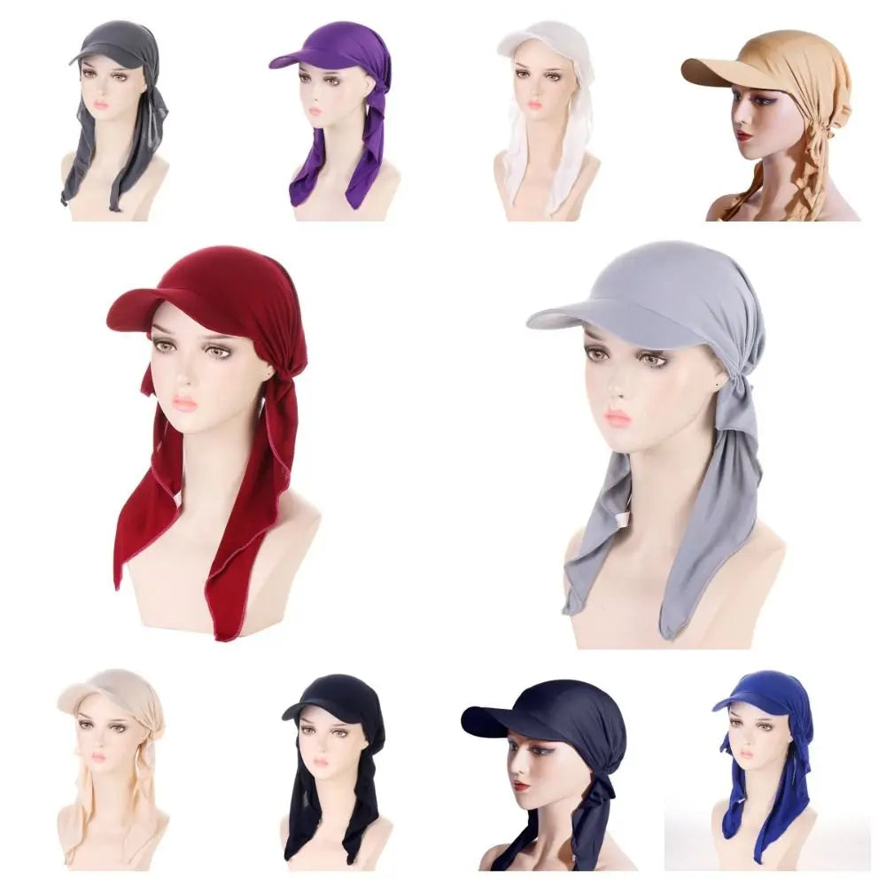 Casual Solid Color Headscarf Baseball Cap Turban Cap Nylon Sunscreen Beach Hats Sunscreen Hat Baseball Hat Hijab Shawl Sports