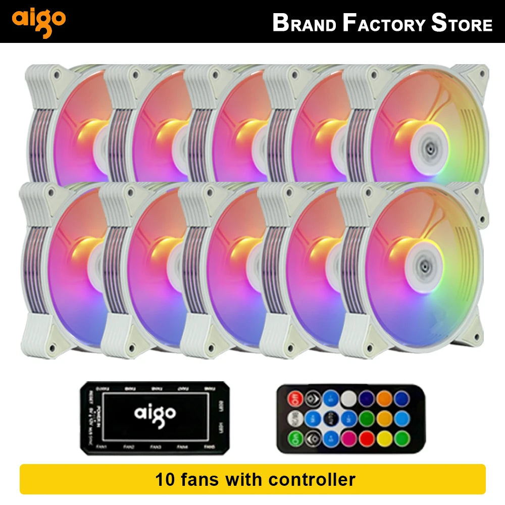 Aigo AR12 white 120mm RGB FAN ventilador PC gamer Computer Case kit Fan Cooling Cooler 12cm Adjust Speed 12V ARGB Fans ventoinha