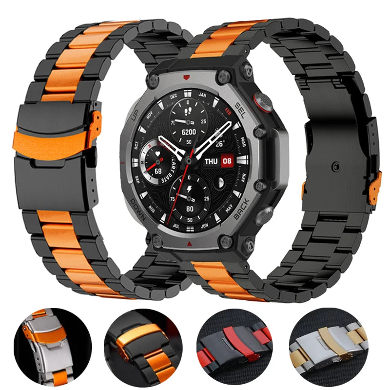 Luxury Stainless Steel Band For Amazfit T-Rex 3 Metal Strap Bracelet For Huami Amazfit trex 3 Watchband Correa Men Business Band