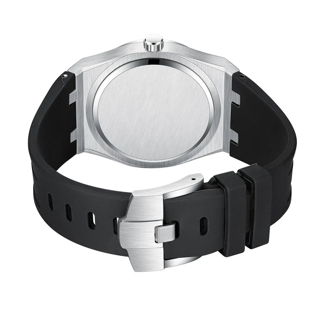 PINTIME Simple Men's Watch Fashion Leisure Sports Silicone Watch Automatic Date No Logo Round Waterproof Quartz Watch