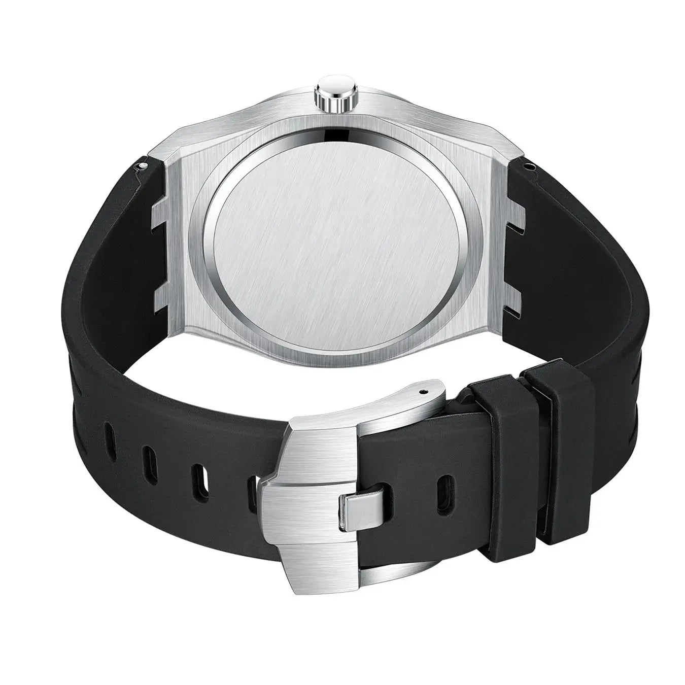 PINTIME Simple Men's Watch Fashion Leisure Sports Silicone Watch Automatic Date No Logo Round Waterproof Quartz Watch