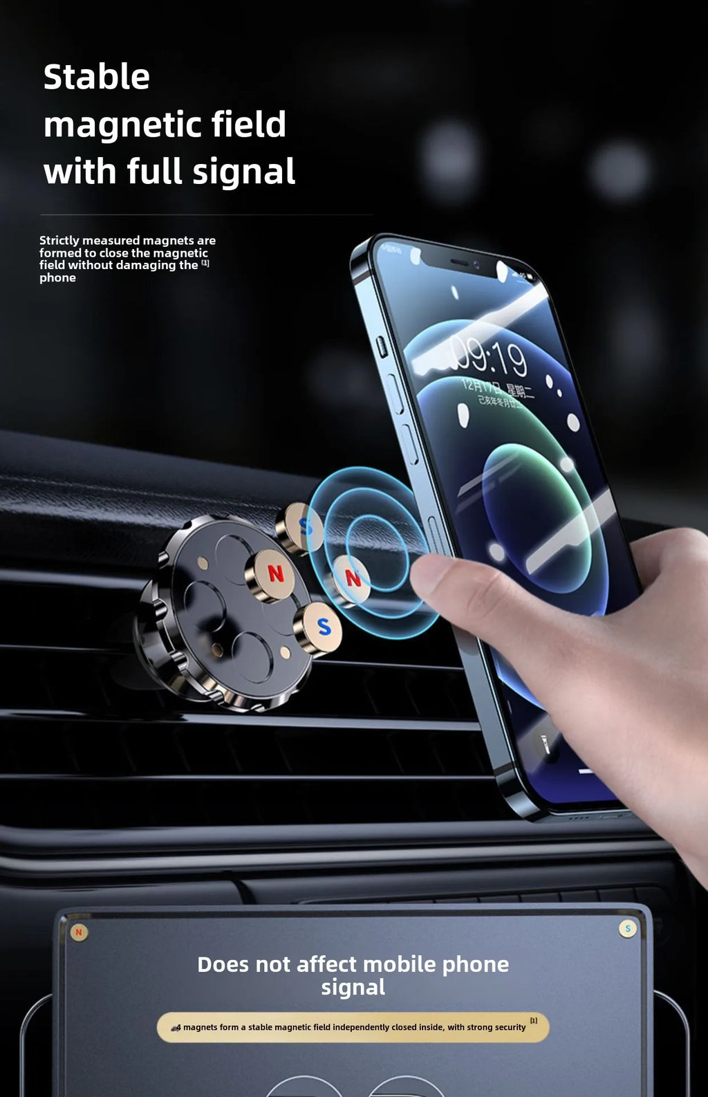 CAFELE Magnetic Car Phone Holder for Universal Phones Air Outlet Car Mount Air Vent Clip Car Stand Phone Accessories Brand New