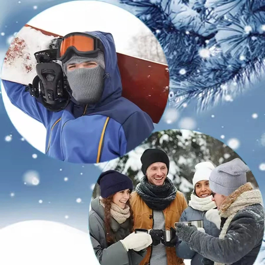 Mask Beanies Hat Men Full Face Cover Pullover Cap Winter Balaclava Knitted Hat Outdoor Cycling Motorcycle Ski Full Face Mask Hat