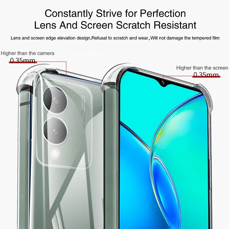 Soft Clear Silicone Phone Case for VIVO Y17S Y16 Y15A Y15S Y12S Y11 Y11S Y10 T1 Shockproof Airbag Transparent Back Cover Housing