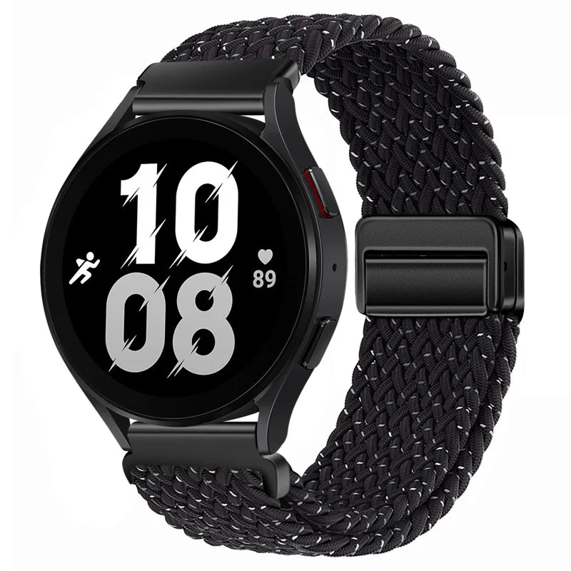 20mm 22mm Magnetic Bracelet for Samsung Galaxy Watch 7/6/Classic/5/4/3 Braided Nylon Strap for Huawei Watch 4/3/GT6 5 4 Pro Band