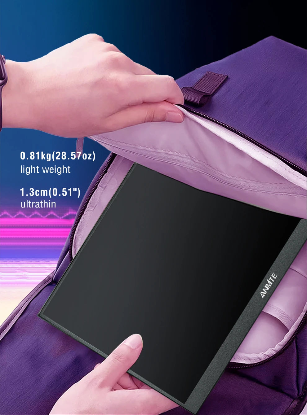 16-Inch 2.5K Portable Gaming Monitor 144Hz/120Hz 500cd/m Low Blue Light For XBox PS4 / 5 Switch Cell Phone PC Loptop Extension