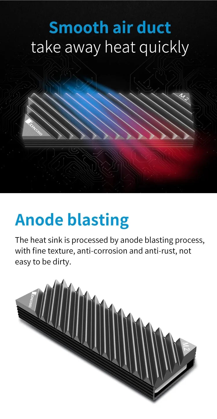 Jonsbo M.2 2280 Solid State Hard Disk Aluminum Heatsink SSD NVMe Heat Sink with Thermal Pad PC Accessories