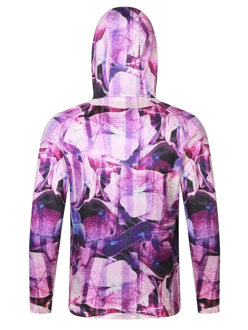 2024 Hooded Face Mask Sun Protection UV Protection Grey camouflage Long Sleeved Hiking Sportswear Fishing Suit