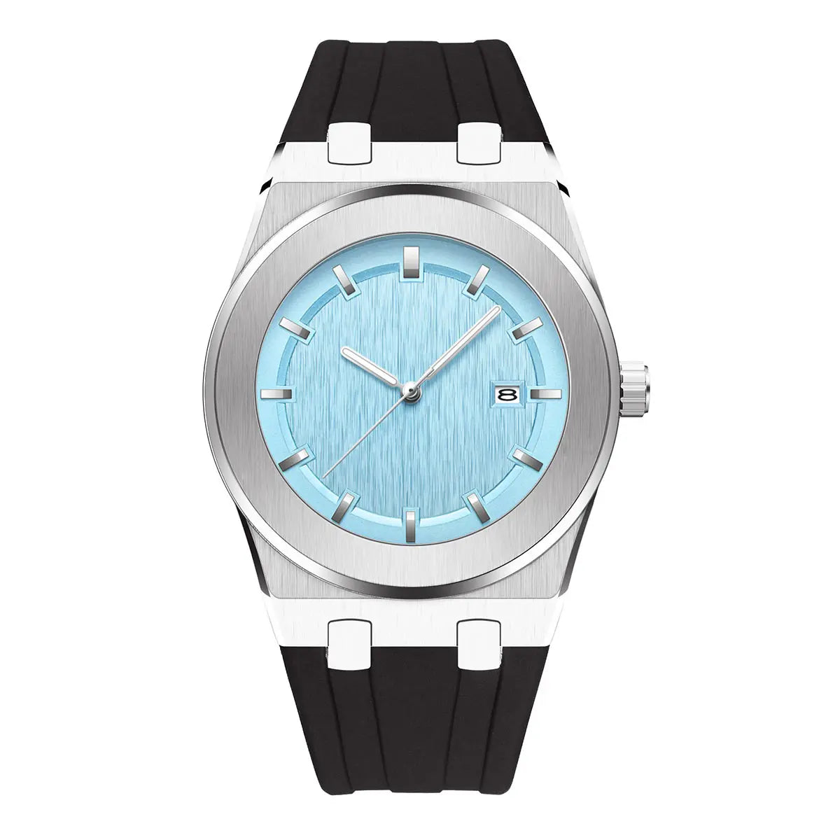 PINTIME Simple Men's Watch Fashion Leisure Sports Silicone Watch Automatic Date No Logo Round Waterproof Quartz Watch