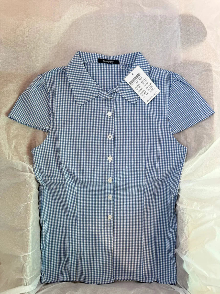 Back Lace-up White Blouse Women Peter Pan Collar Slim Short Sleeve Blouses Summer Casual Simple Sweet Chic Y2k Top Shirts Femme