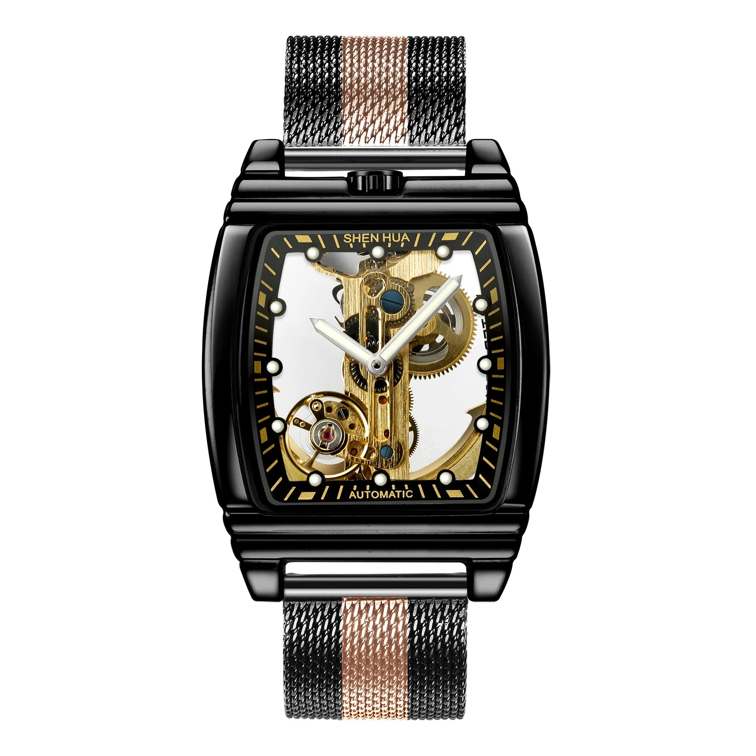 Luxury Transparent Automatic Mechanical Men Watch Steampunk Skeleton Gear Self Winding Leather Men's Clock Watches montre homme