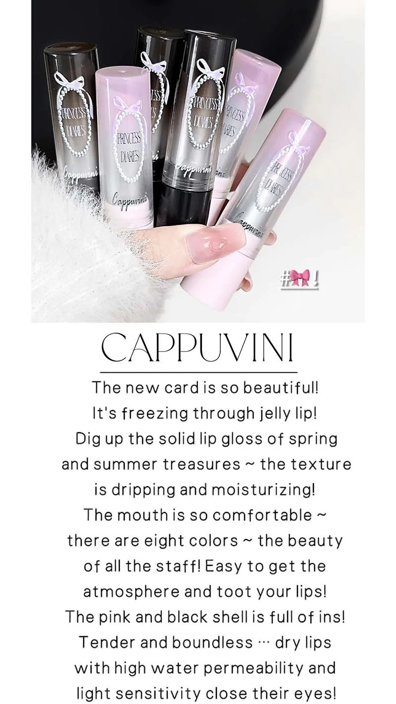 Pink Crystal Mirror Glass Solid Lip Gloss Round Tube Water Light Jelly Lipstick Moisturizing Clear Lip Glaze Nude Brown Lip Tint