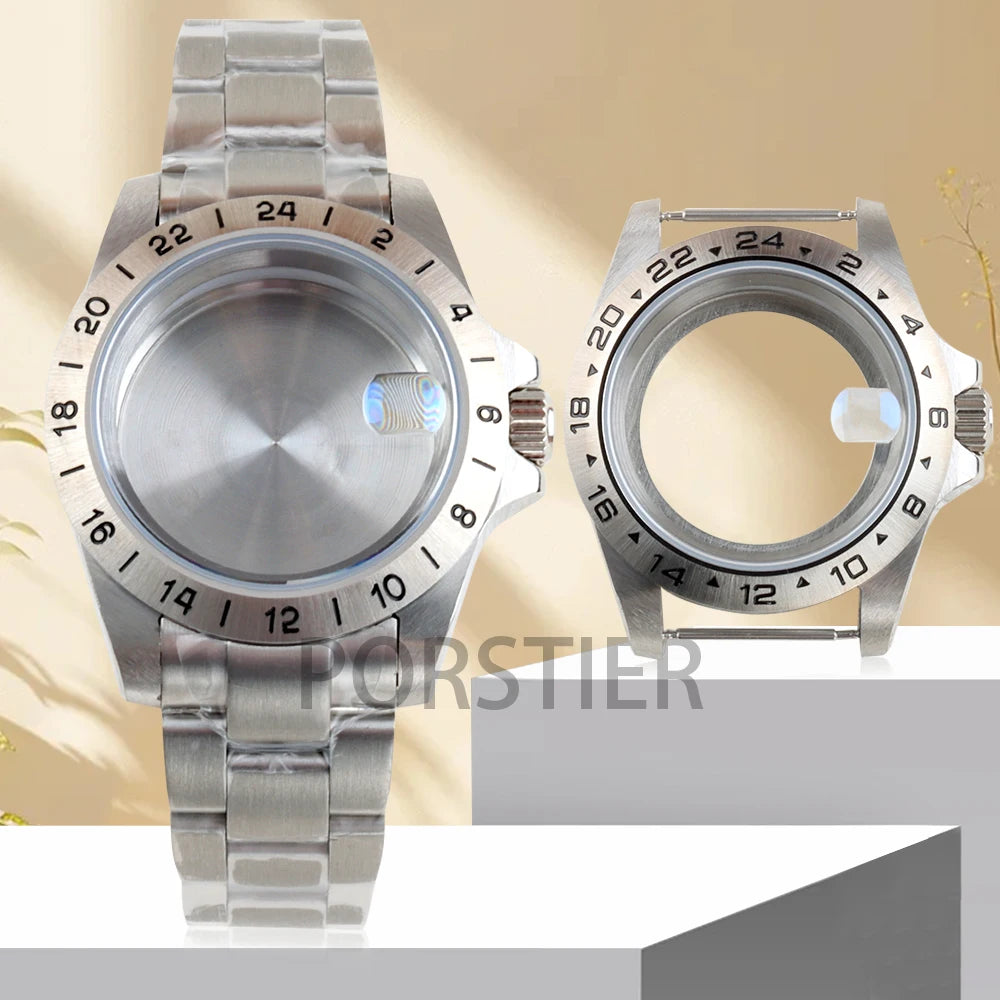 EXP 39mm NH35 Case GMT Bezel Sapphire Glass 316L Stainless steel Waterproof for Explorer Watch Case NH34 NH35 NH36 movement