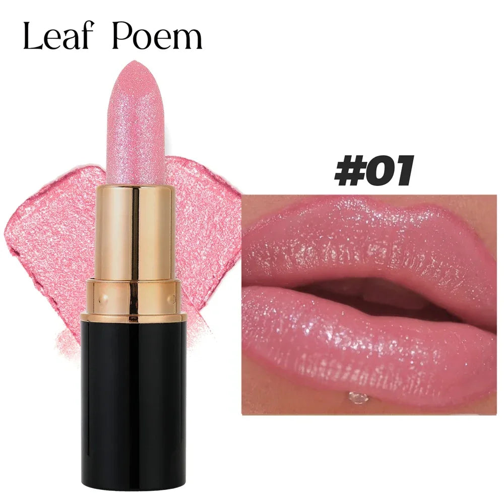 Black Tube Shiny Diamond Lipstick Pearl Moisturizing Glitter Lip Tint Balm Waterproof  Lasting Lip Gloss Shimmer Sexy Lip Makeup