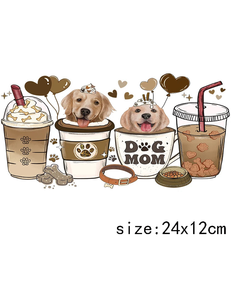 1PCS Cartoon Cute Dog Design UV Transfer Sticker For 16oz Cup Wrap Custom Label DIY Logo Self Adhesive Dog Uv Dtf Stickers