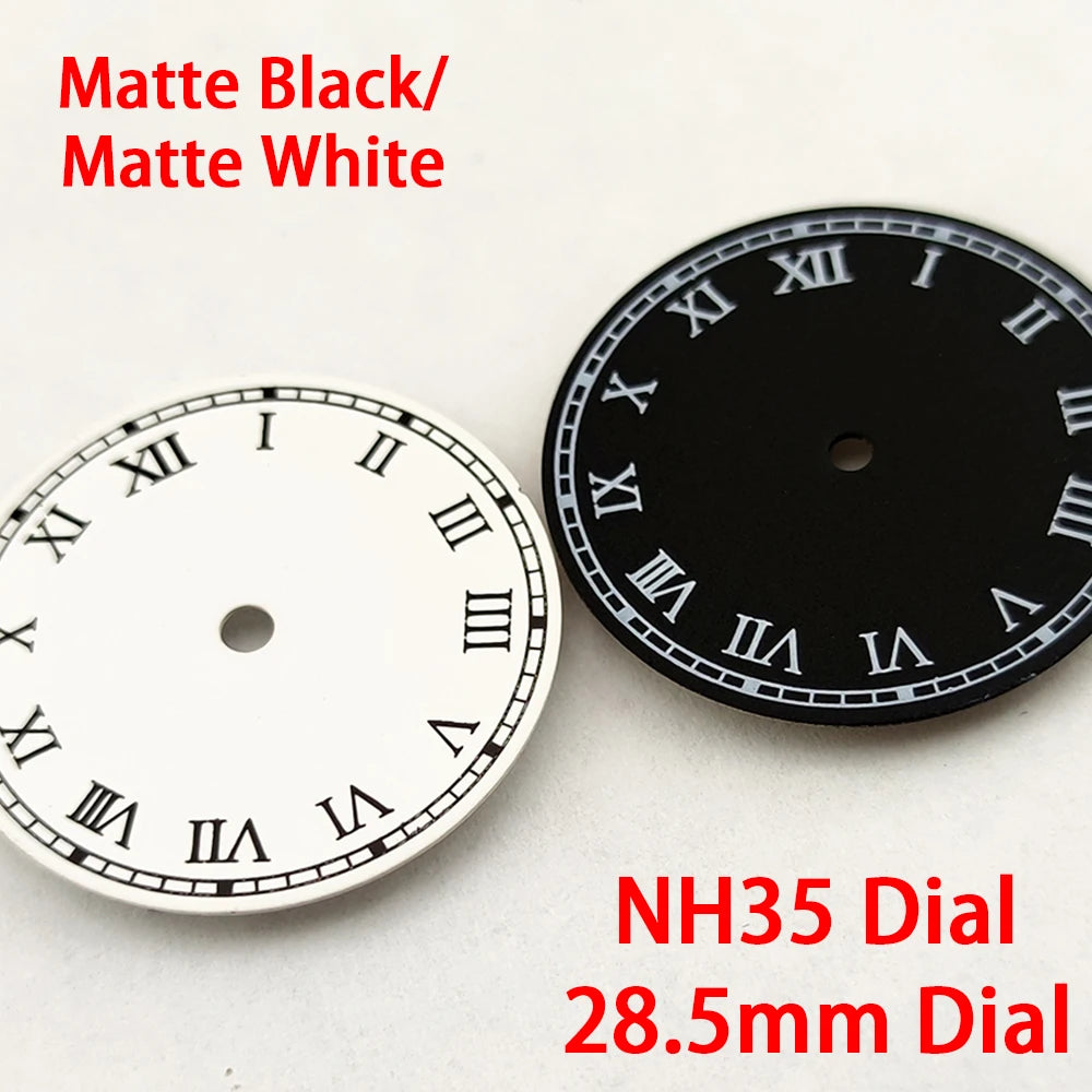NH35 dial Matte Dial 28.5mm Dial Matte black/white for NH35 movement Black White Dial watch accessories