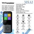 MSAI T11 Translator 138 Languages for Travel Real-time 17 Languages Offline Translation Photo 75 Languages 1500mAh 1+8GB