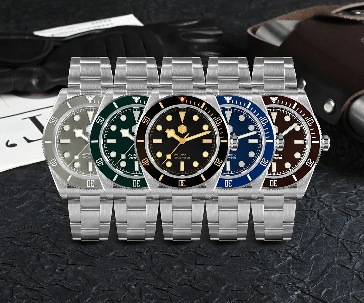 San Martin 40mm Vintage Diver Luxury Men Wristwatch Brand Classic BB58 PT5000 Automatic Mechanical Watches Sapphire 20Bar SN0008