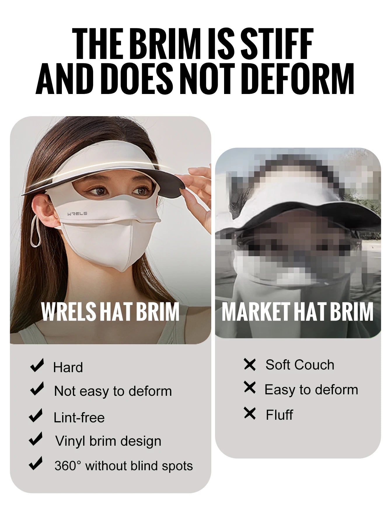 WRELS UV Protection Face Mask Reusable Breathable UPF 50+ Women Summer Face Covering Eye Protection Sunscreen Anti UV Full Mask