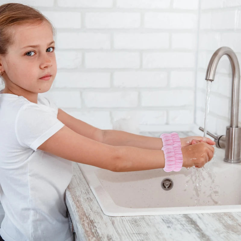 Face Wash Wristband Fleece Skincare  Band Wrist Cuffs for Makeup Shower Girls Headbands Wrist Washband Oversleeves