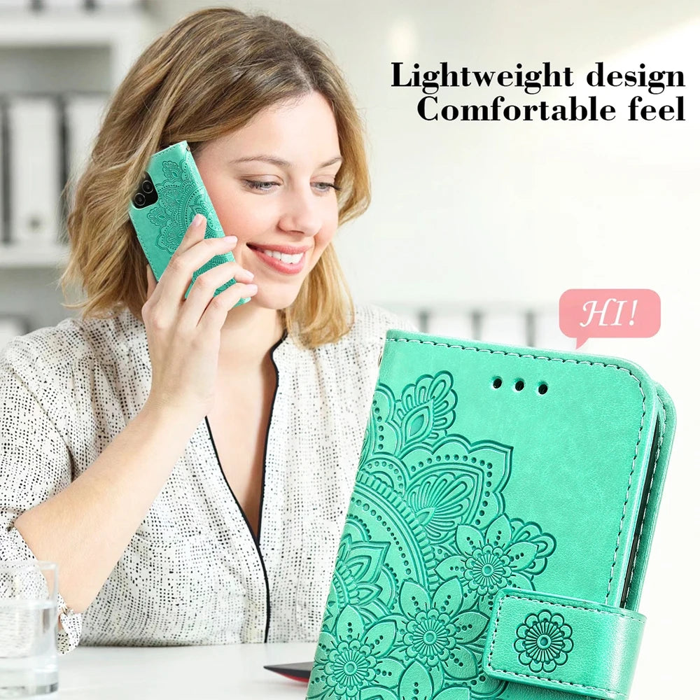 Premium Sun Flower Embossed Flip Leather Wallet Case For Honor Magic7 Lite Magic 7 6 5 4 Pro Magic6 Lite 5G Magnetic Flip Cover