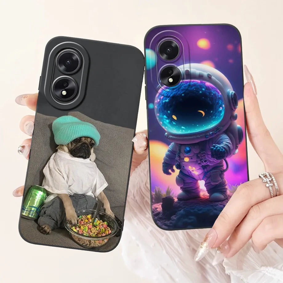 For Oppo A38 CPH2579 Phone Case New Fashion Soft Matte Silicone Rabbit Flower Goothic Style Capa For Oppo A18 CPH2591 Back Cover