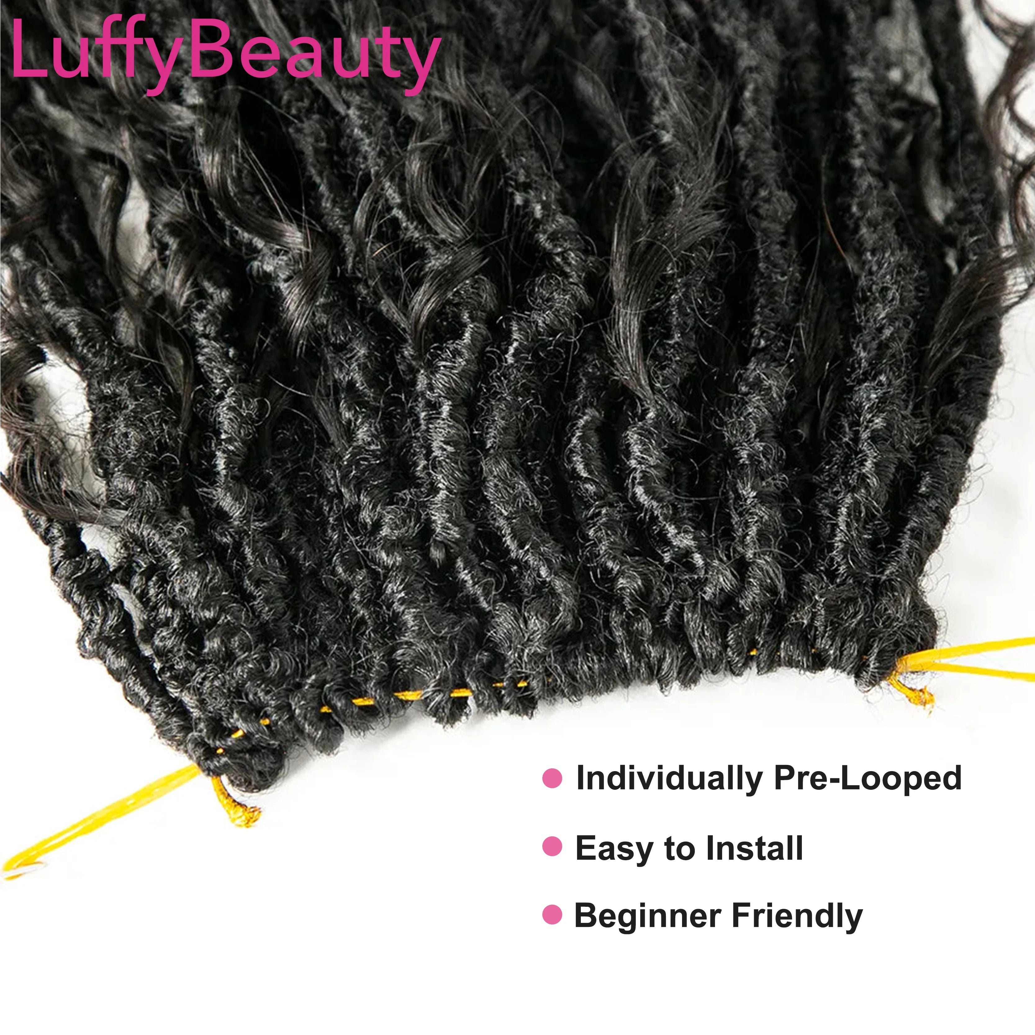 Pre-looped Crochet Boho Locs with Human Hair Curls Goddess Braids Curly Double Drawn Full End Hair Extensions for Black Women