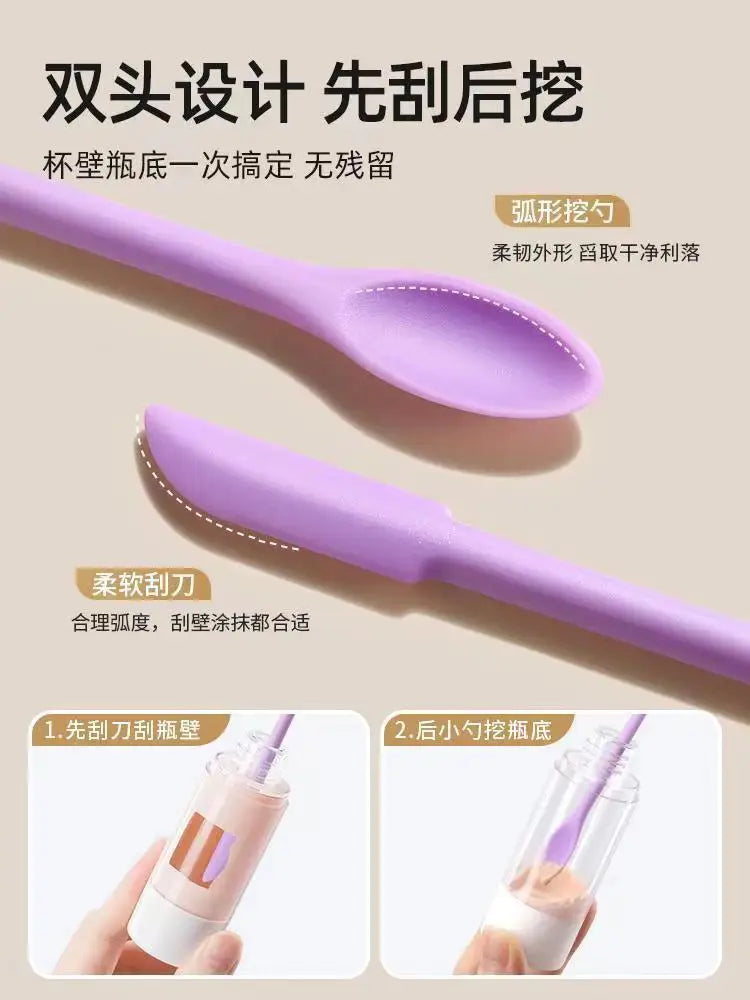 1/3pcs Double-Head Cosmetic Spatula Lengthened Silicone Scraper Jam Deep Bottle Scraper Mini Spatula Set Makeup Beauty Tool Kit