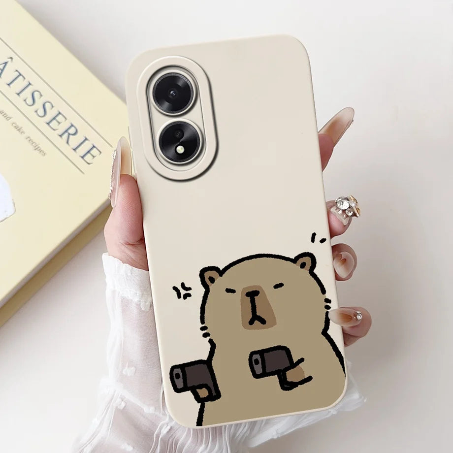 For Oppo A38 CPH2579 Phone Case New Fashion Soft Matte Silicone Rabbit Flower Goothic Style Capa For Oppo A18 CPH2591 Back Cover