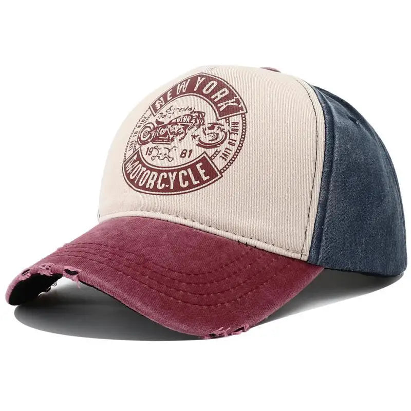 2023 New Designer Motorcycle Print Cotton Baseball Cap Hat for Man Retro Vintage New York 5 Panel Snapback Caps for Women