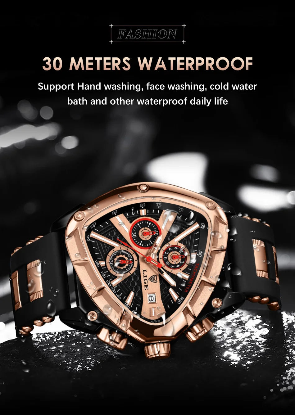 LIGE Watch for Men Chronograph Casual Fashion Sport Military Silicagel Wristwatches Man Watch Waterproof Date Clock Reloj Hombre
