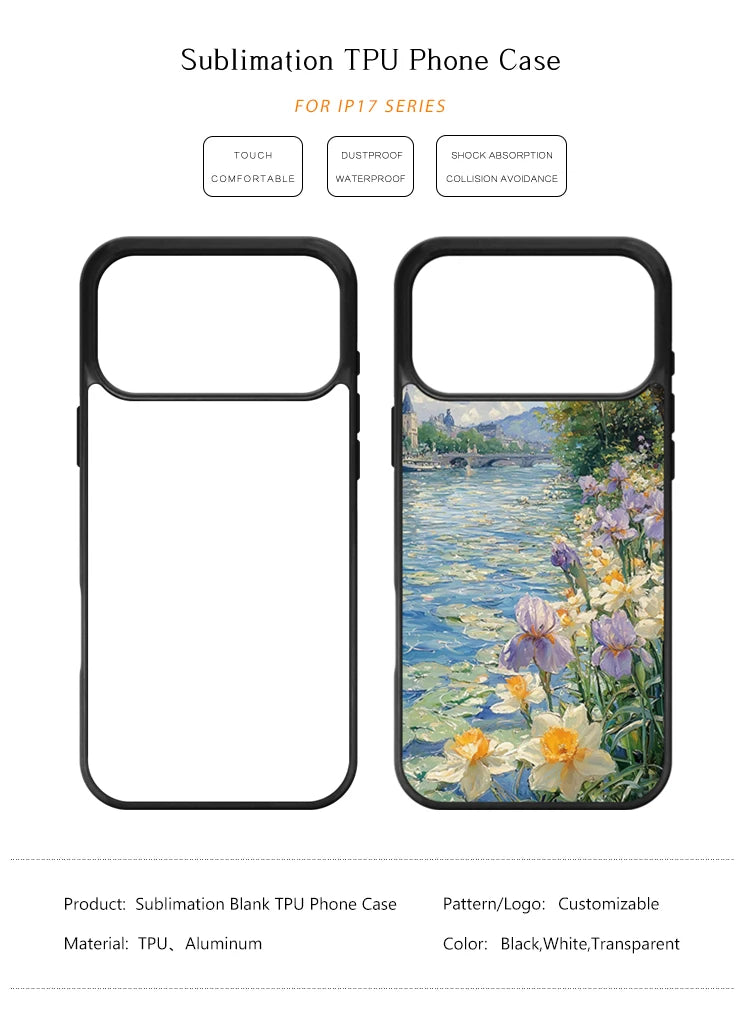 10pcs For iPhone 17/17Air/17Pro/17 Pro Max Personalized Custom 2D TPU Sublimation Phone Cases Blank Heat Press Protector Covers