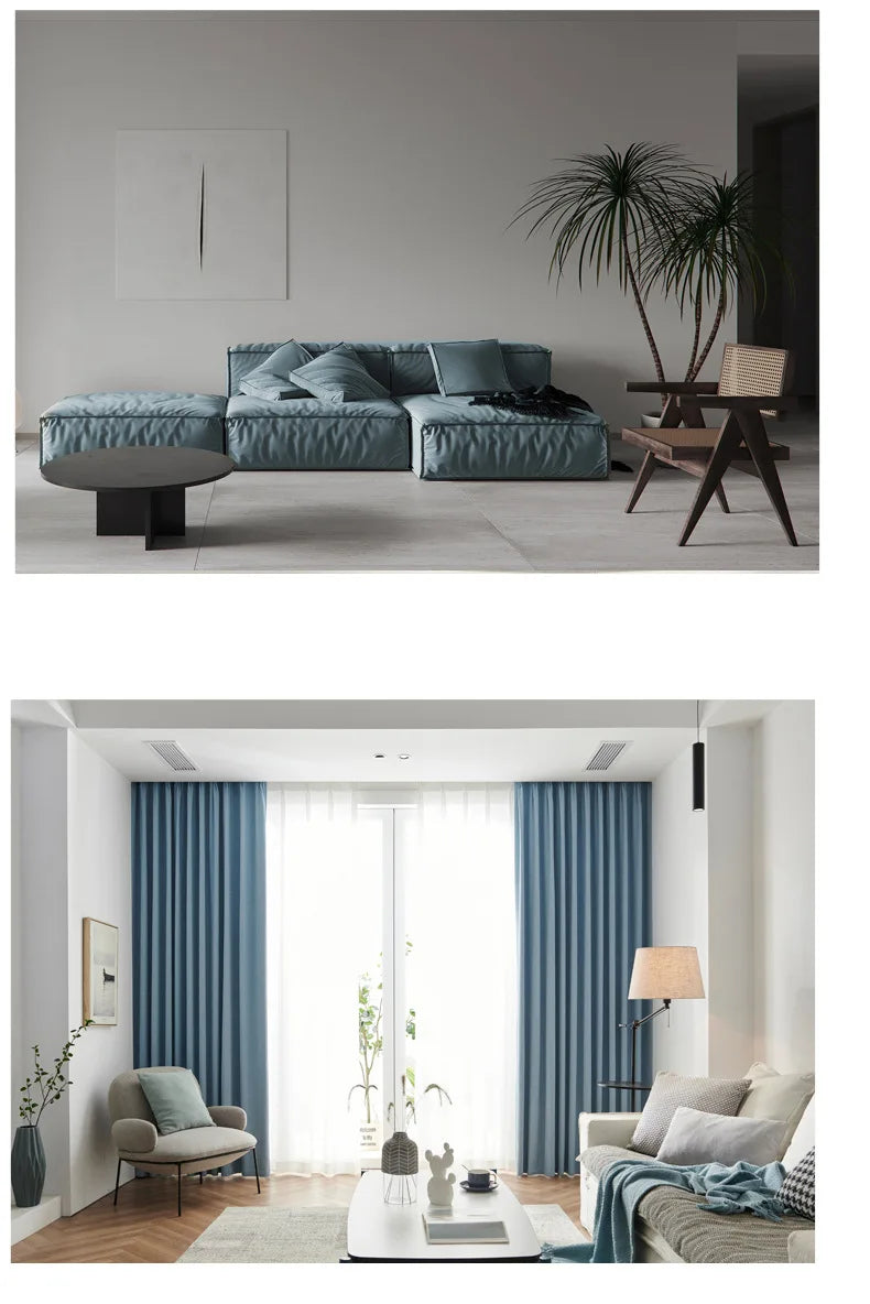 2025 new thickened French light luxury cream curtain cloth solid color bedroom living room full blackout sunscreen cotton linen