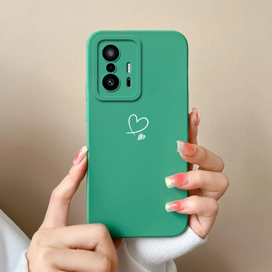 Love Heart Case For Xiaomi 11T Pro Back Cover Soft Liquid Silicone Full Protection Phone Covers For Xiaomi Mi 11t Pro 11 t Funda
