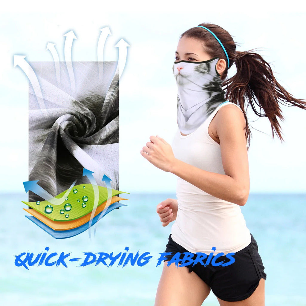3D Animals Magic Scarf Bandana Breathable Neck Warmer Gaiter Hanging Ear Outdoor Sports Triangle Face Mask Neckerchief Summer