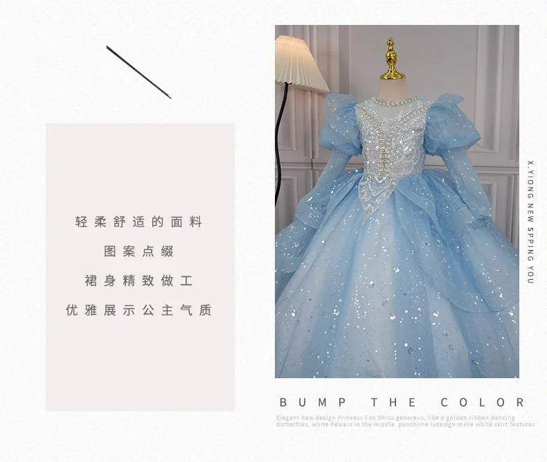 Children's Formal Dress Princess Dress High-end Birthday Girl Evening Dress Flower Girl Wedding Little Girl Piano Performance Dr