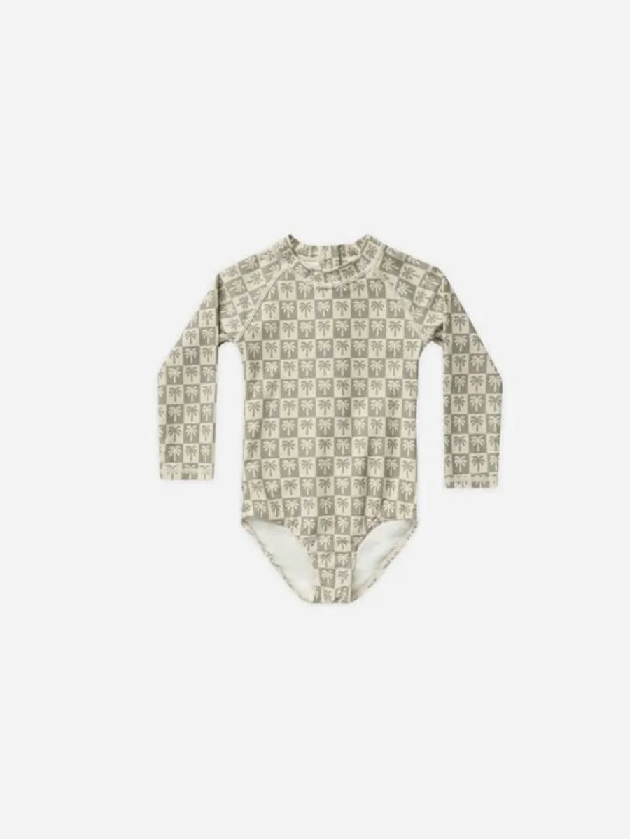 2026 Summer RC Baby Girls Long Sleeve Swimwears Floral Swimsuit Kids Bikini Set Girls Sunscreen Bodysuit One-piece Suits 1-12Y