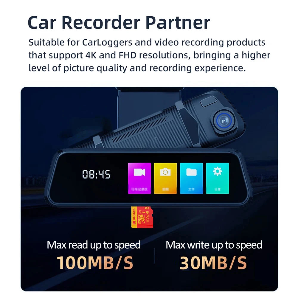 KODAK MicroSD Memory Card 256GB Recorder Storage High Speed 128GB monitoring SD Card 64GB 32GB TF Gaming Microsd Class10 U3 V30