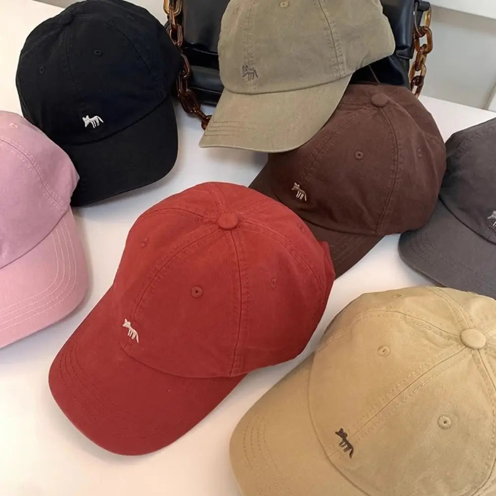 Retro Embroidered Embroidery Baseball Cap Animals Peaked Cap Canvas Baseball Hat Sunscreen Hat Cotton Sun Hat Girl
