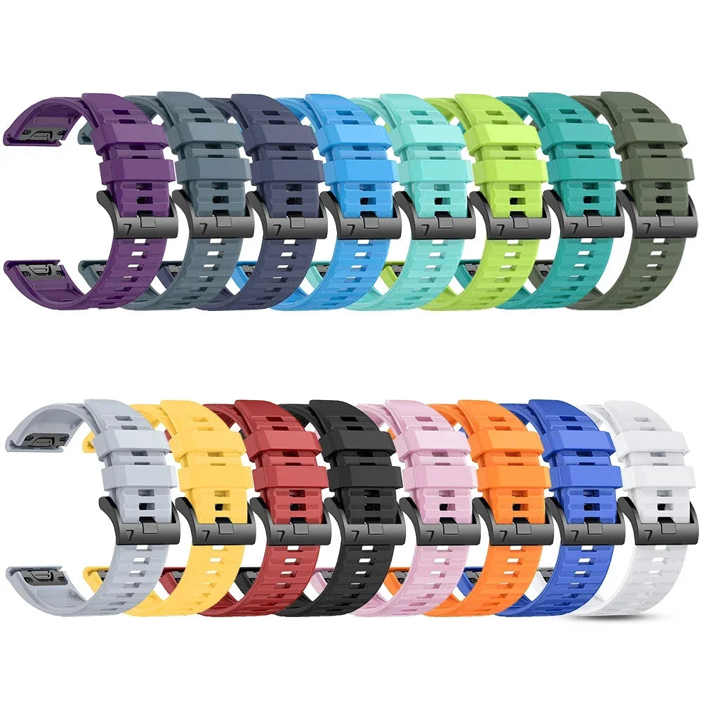 22mm 26mm Width Silicone Strap For Garmin For Garmin Forerunner 970 965 955 QuickFit Watch Band Fenix 8 7 7X Pro 6 6X 5 5X Plus