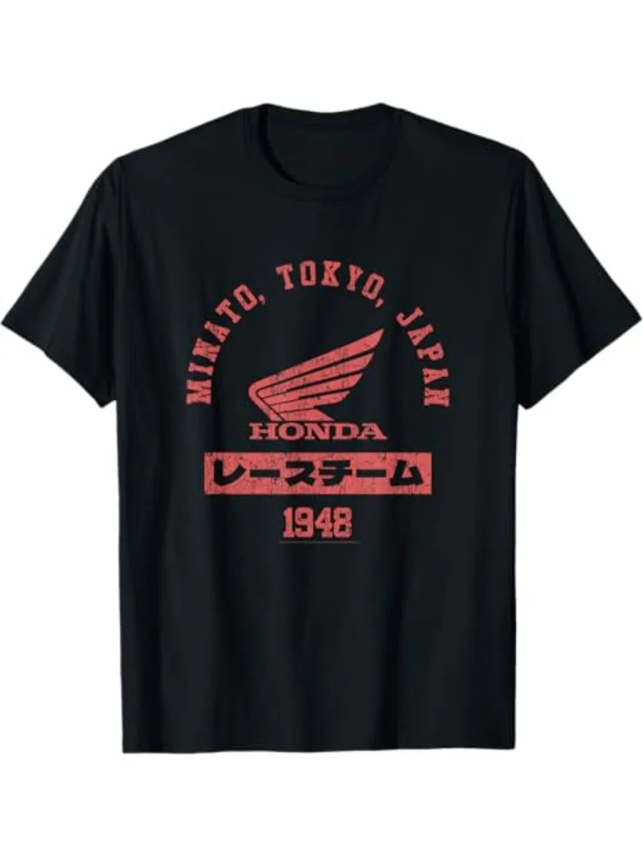 Honda Trendy Hot Items 2026 T Shirt Men Summer Cotton Tees Moto Racing Graphic T Vintage Tops Male Style Clothing Hot Sale