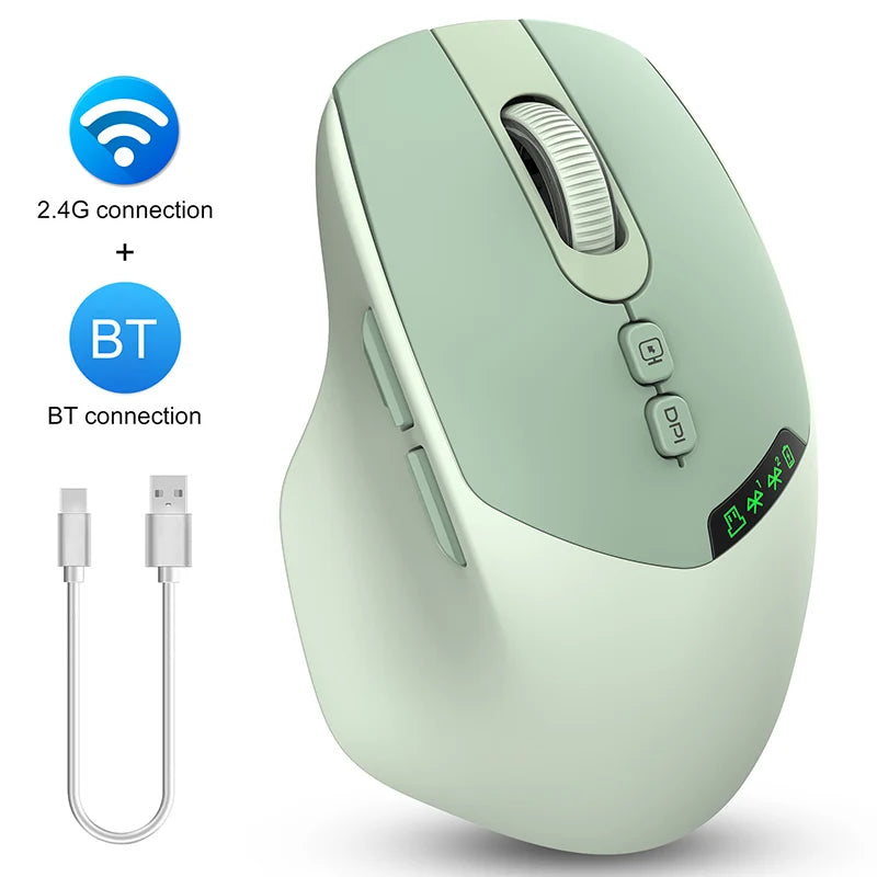 T02 Pro Wireless Mouse OLED Display,Dual Bluetooth/USB Connection,Quiet Design and Compatible with PC/Notebook
