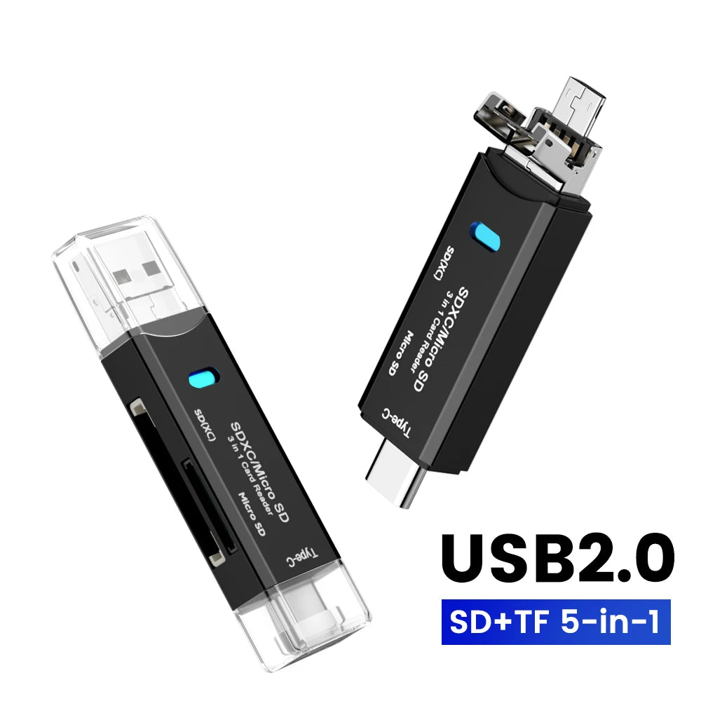 Olaf 5 In 1 Card Reader Otg Type C Micro Sd Card Reader Flash Drive Smart Memory Card Reader Usb 2.0 Tf Cf Cardreader Adapter