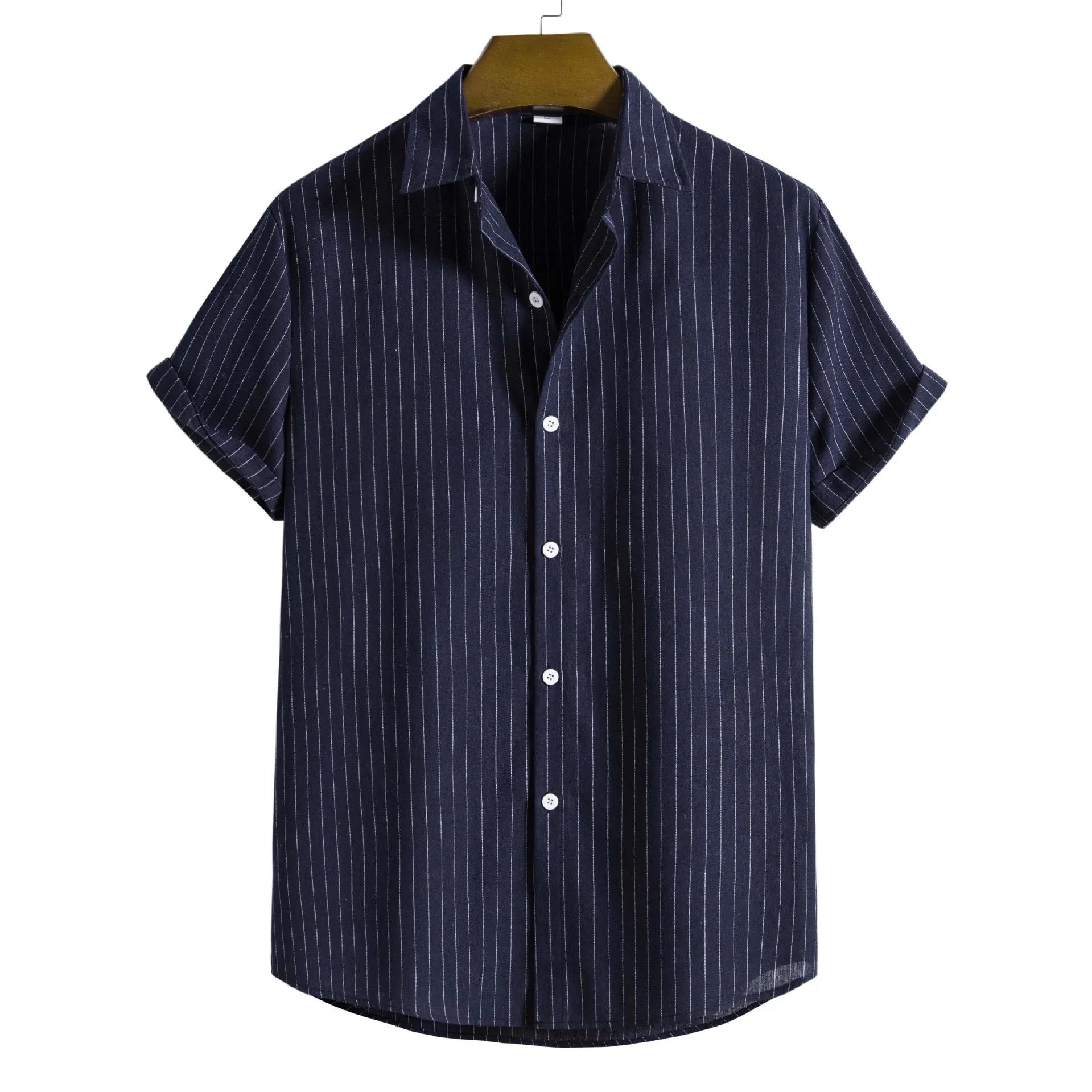 2026 Men's Striped Shirts Fashion Holiday Style Short Sleeve Casual Shirts Comfortable Loose Street Tops Men Summer Basic Shirts