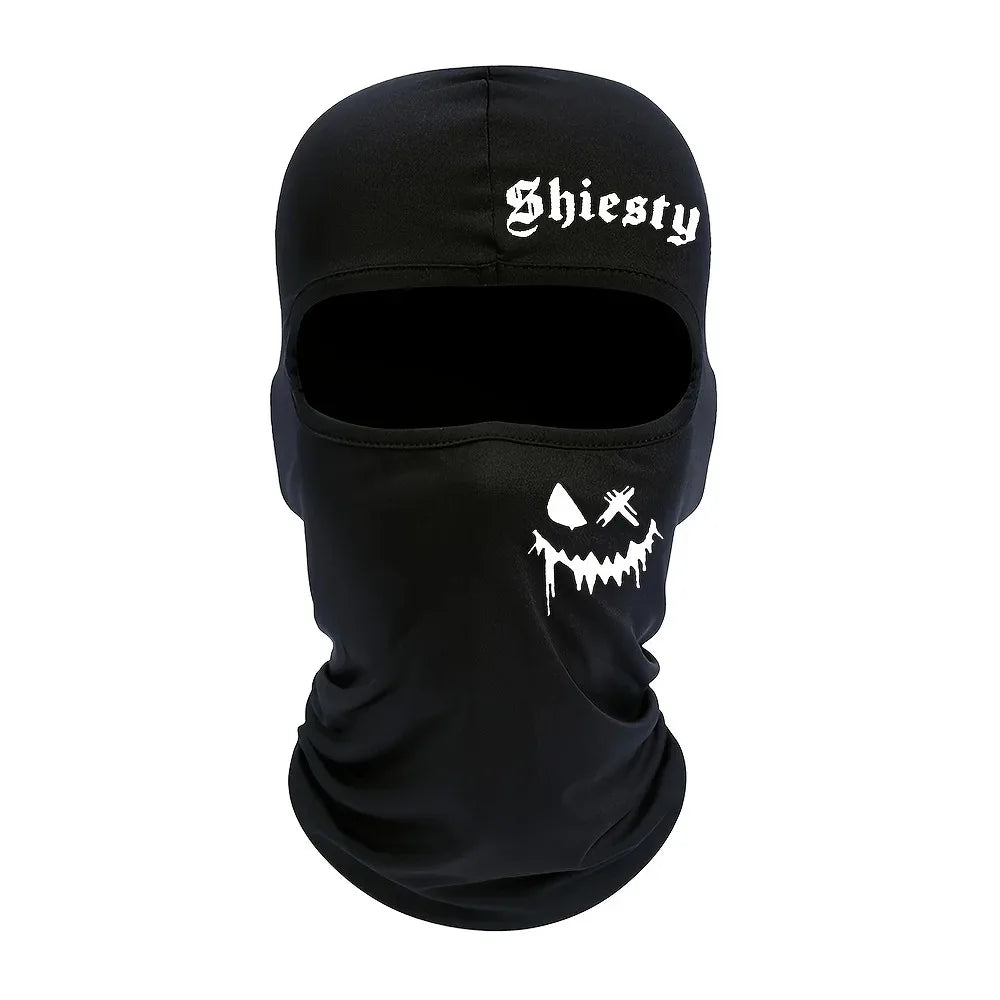 1pc/2pcs Smiling face print Balaclava face mask, summer cool neck cover, motorcycle skiing scarf, unisex