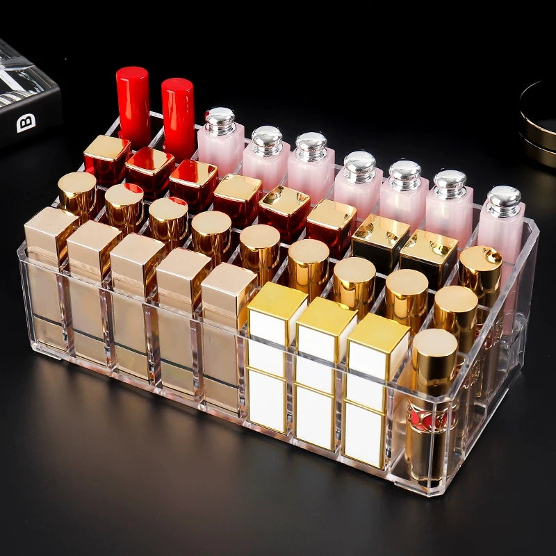 36-Grid Lipstick Display Stand, Desktop Cosmetic Storage Case, Multi-Purpose Holder for Cosmetics & Perfumes
