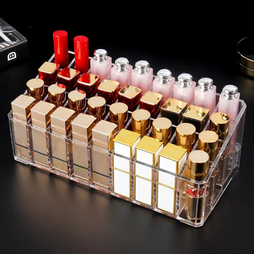 36-Grid Lipstick Display Stand, Desktop Cosmetic Storage Case, Multi-Purpose Holder for Cosmetics & Perfumes